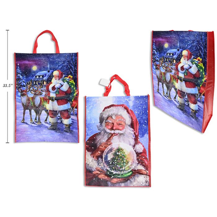 Sac de magasinage réutilisable 27,5 po x 19,4 po Père Noël