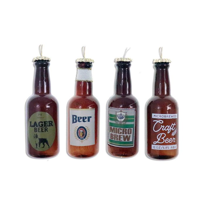 Ornement en forme de mini bouteille de bière vide 5 po