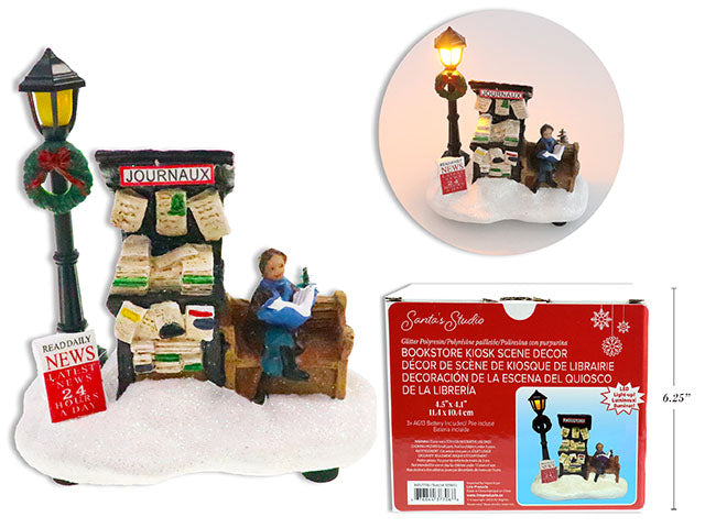 Kiosque de librairie pour village de Noël 4,5 po x 4 po