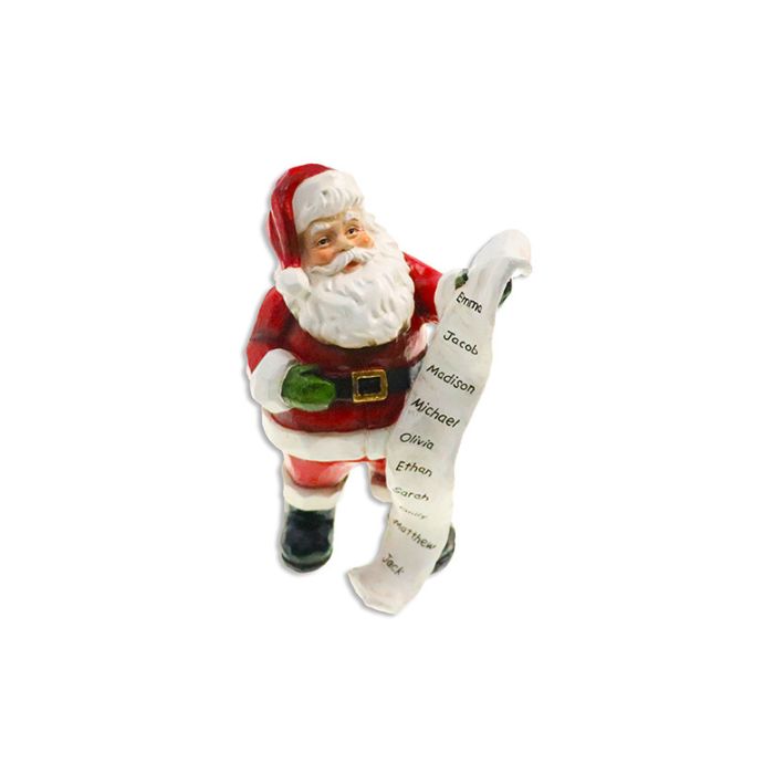 Père Noël et sa liste en polyrésine 8 po