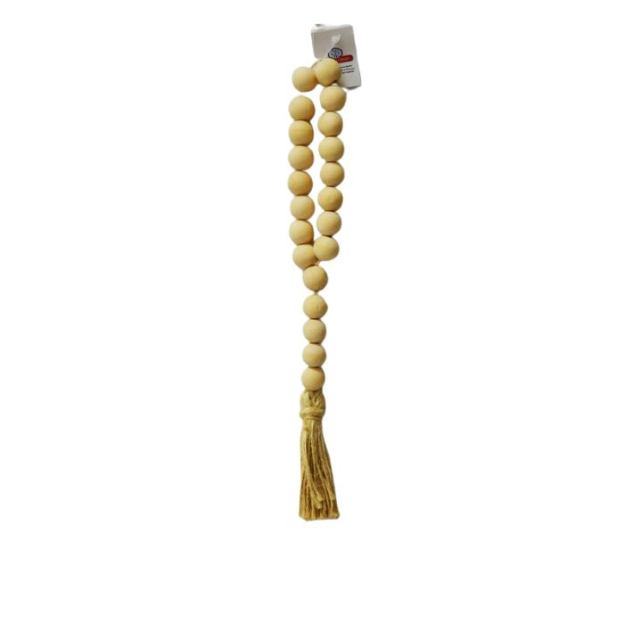 Guirlande de billes en bois longue 26 cm naturel
