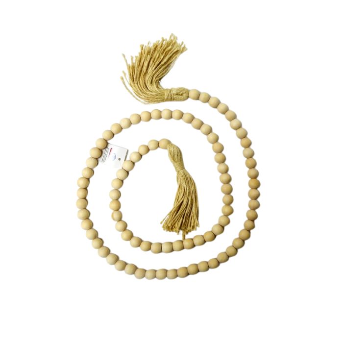 Guirlande de billes en bois naturel