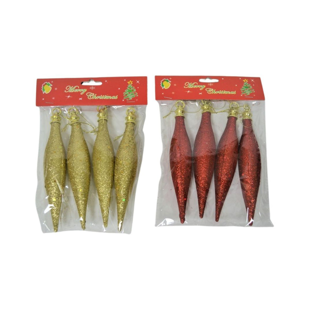 Ornement de Noël rouge et or (paquet de 4)