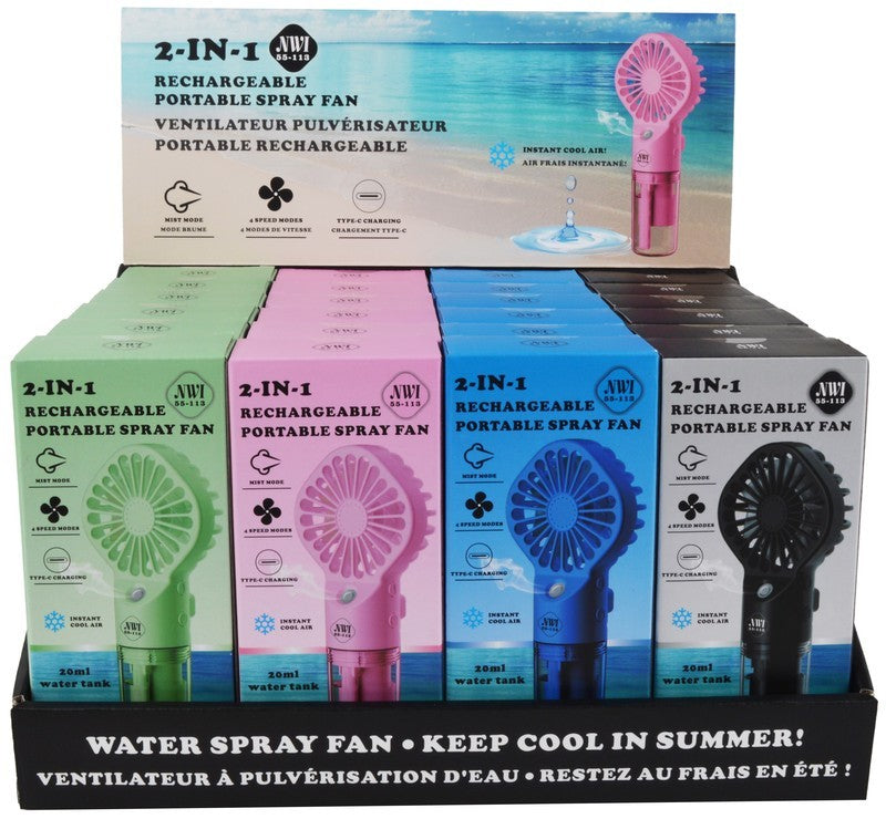 Ventilateur à main rechargeable avec pulvérisation d'eau