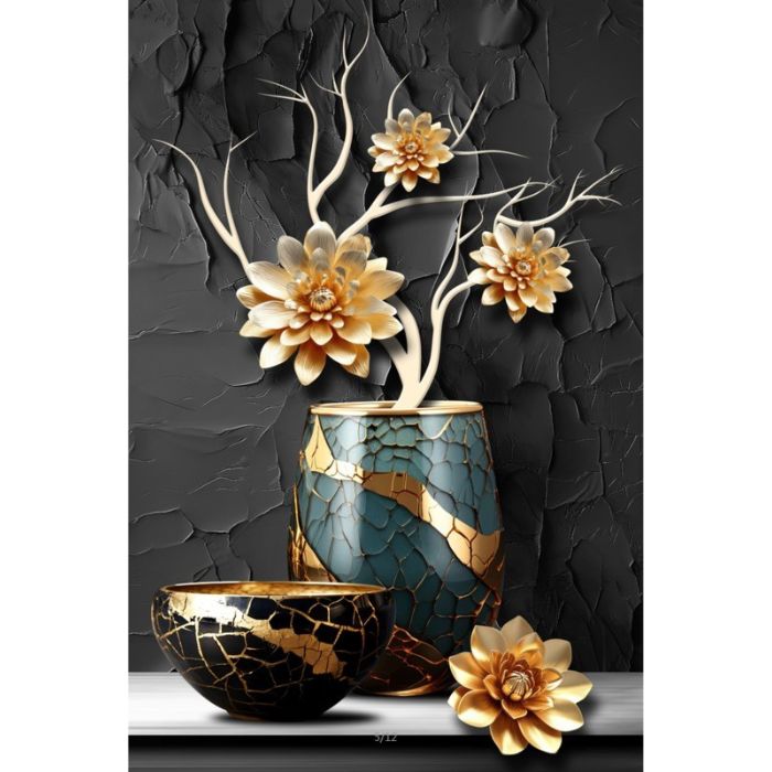 Toile 27,5 po x 20 po x 1,5 po fleurs en vase