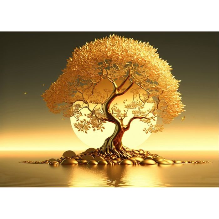 Toile 27,5 po x 20 po x 1,5 po arbre or