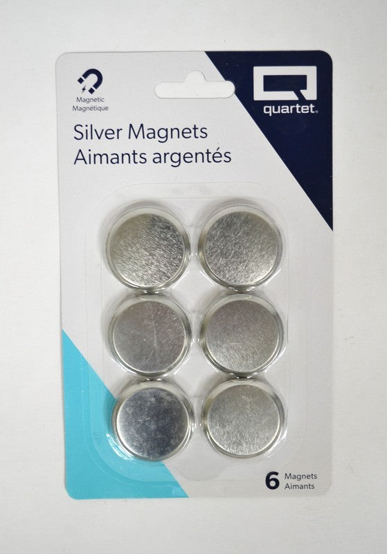 Aimant rond argent (paquet de 6)