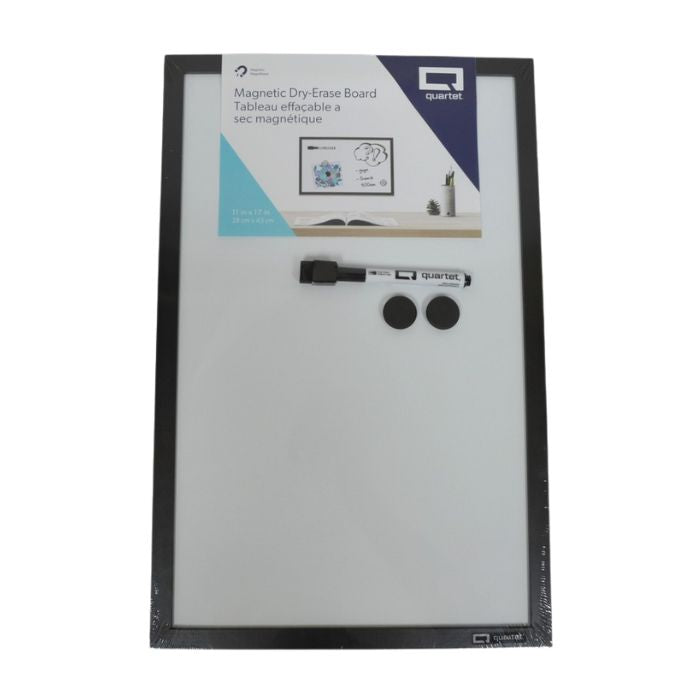 Tableau blanc magnétique 11 po x 18 po avec cadre en bois noir