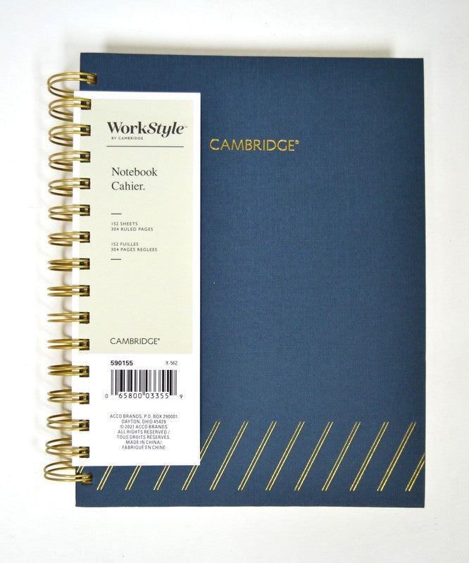Cahier de notes 6.5 po x 8.5 po 304 pages (152 feuilles) bleu