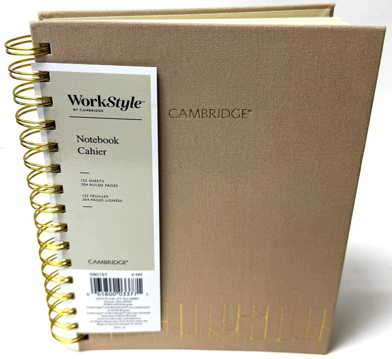 Cahier de notes 6.5 po x 8.5 po 304 pages (152 feuilles) beige