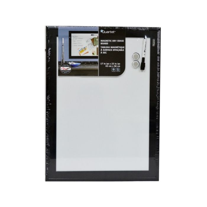 Tableau blanc magnétique 17 po x 23 po avec cadre en bois noir