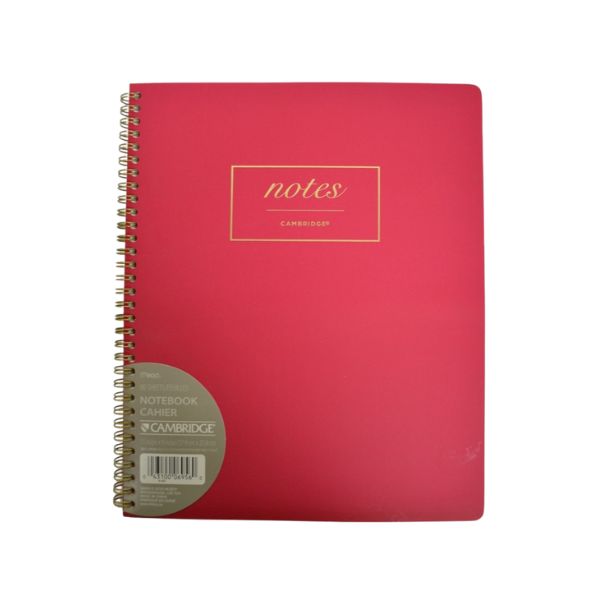 Cahier de notes spirale 9 po x 11 po 160 pages (80 feuilles) Cambridge