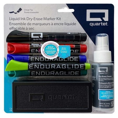Ensemble de 4 marqueurs effaçables à sec avec brosse et nettoyant liquide
