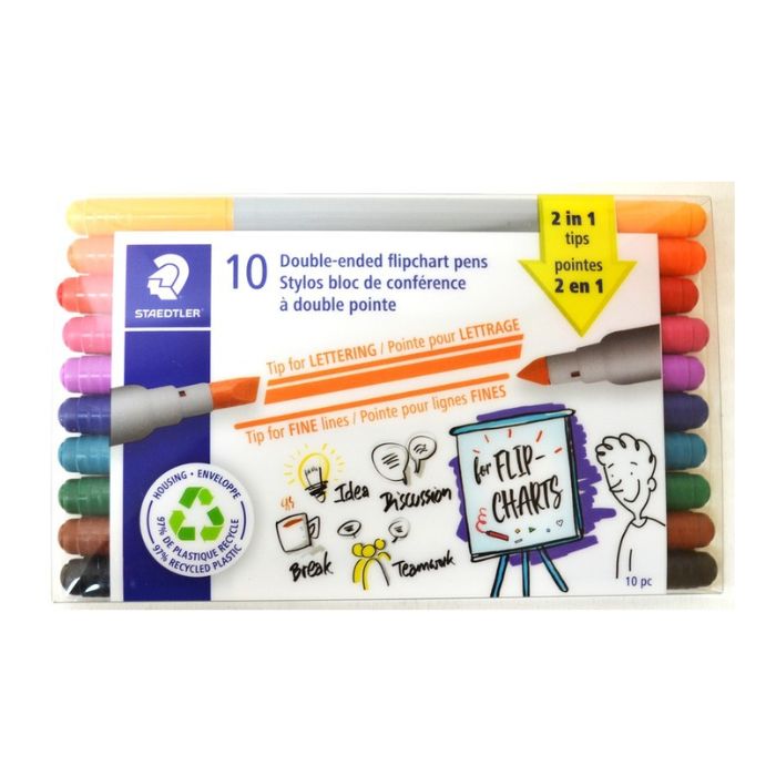 Marqueur permanent à pointe double Staedtler (paquet de 10)