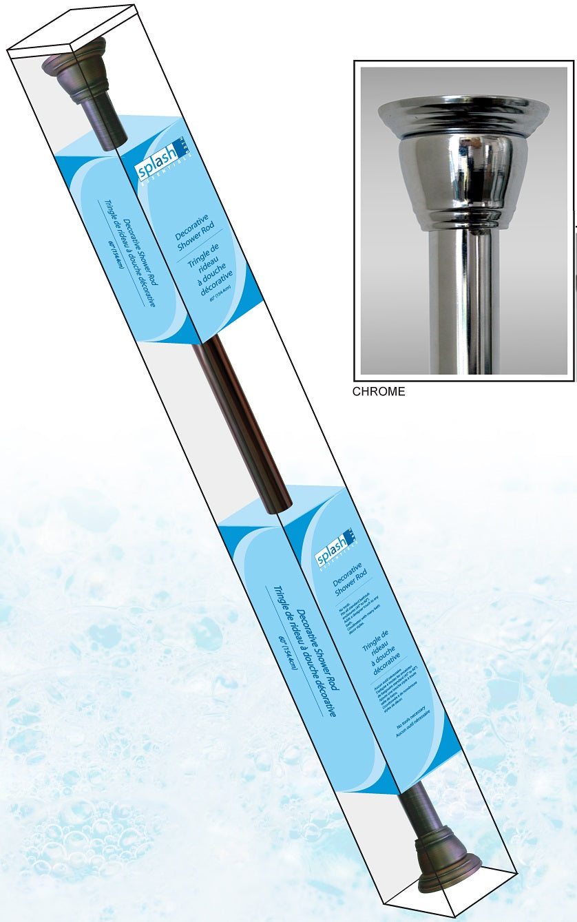 Tringle à rideau de douche Eires 60 pouces chromé