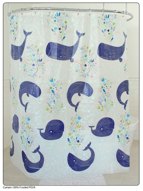 Rideau de douche en PEVA plastique baleine