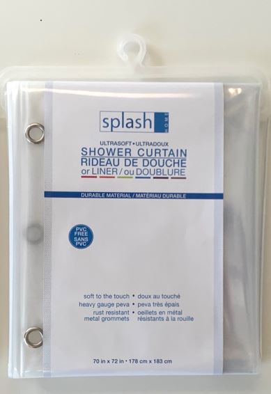 Doublure de rideau de douche en PEVA 70 x 72 pouces clair