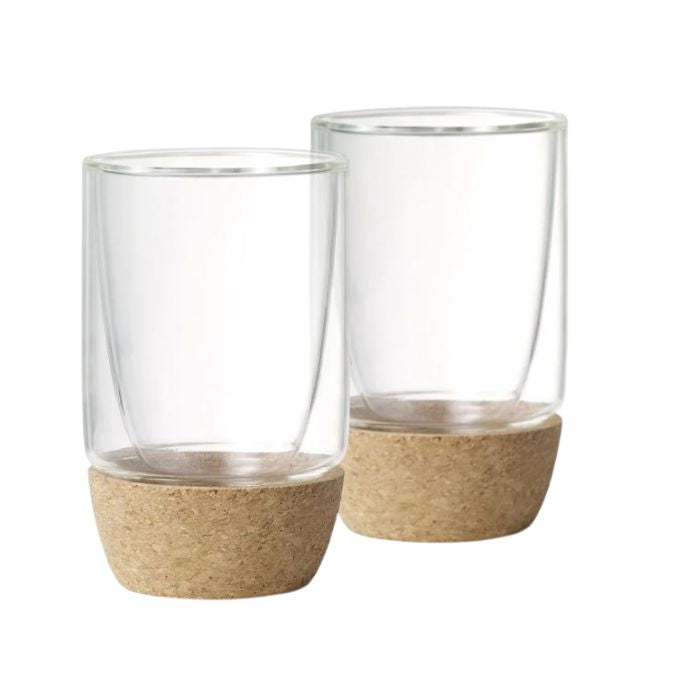 Verre à double paroi avec base en liège Ricardo (paquet de 2)