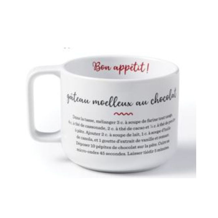 Tasse avec recette de gâteau au chocolat Ricardo