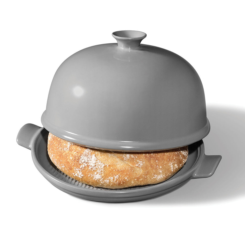 Cloche à pain ronde 11,8 po x 5 po en céramique grise Ricardo