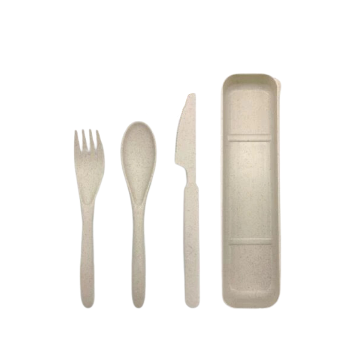 Ensemble d'ustensiles en plastique avec boîtier (4 pièces)