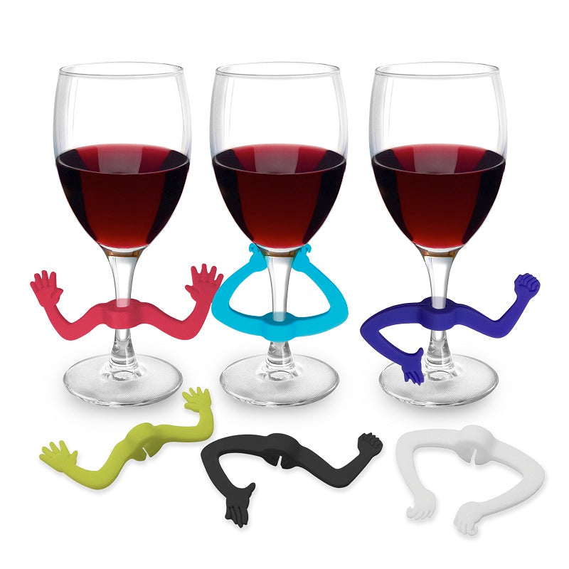 Ruban-marqueur pour verre à vin en forme de bras (paquet de 6)