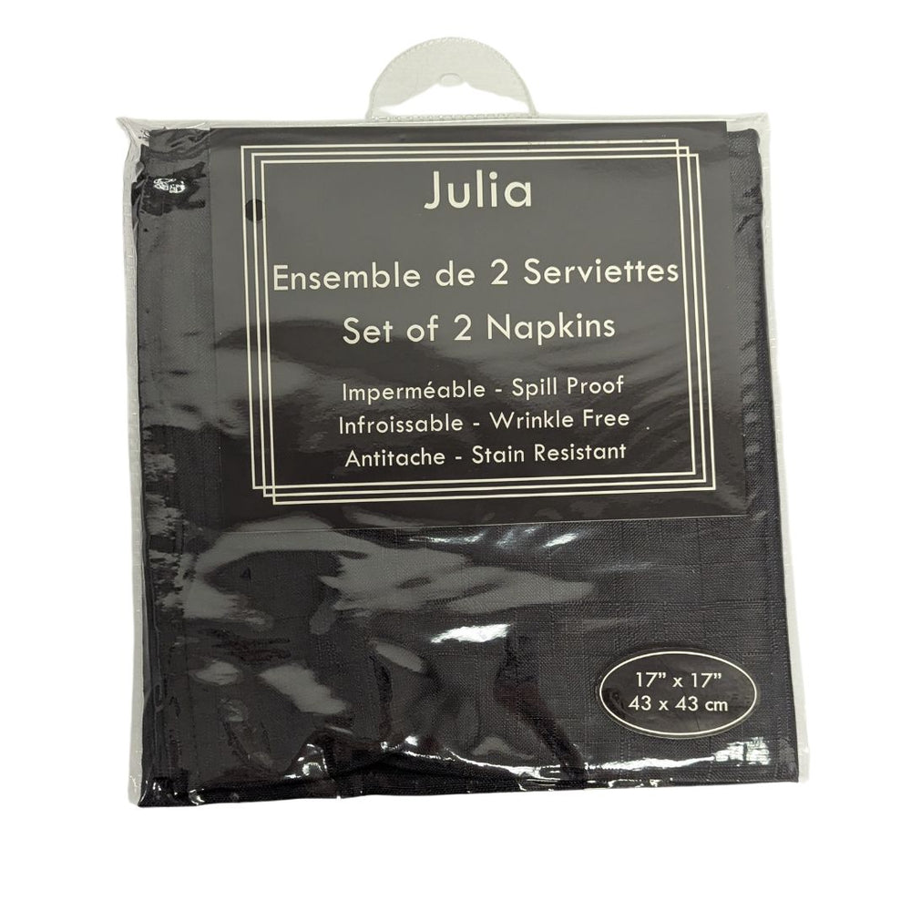 Serviette de table 17 po x 17 po imperméable, infroissable et anti-tache Julia
