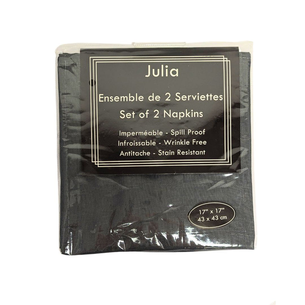 Serviette de table 17 po x 17 po imperméable, infroissable et anti-tache Julia