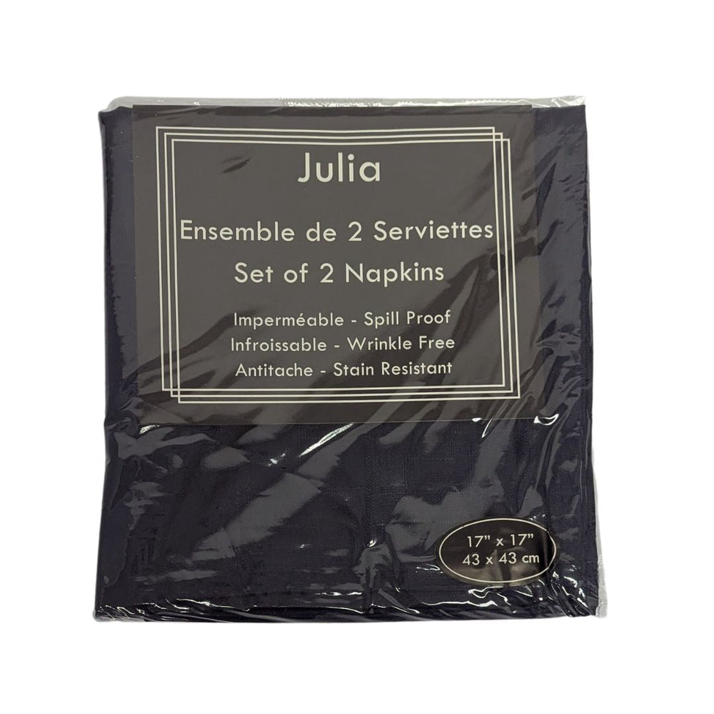 Serviette de table 17 po x 17 po imperméable, infroissable et anti-tache Julia