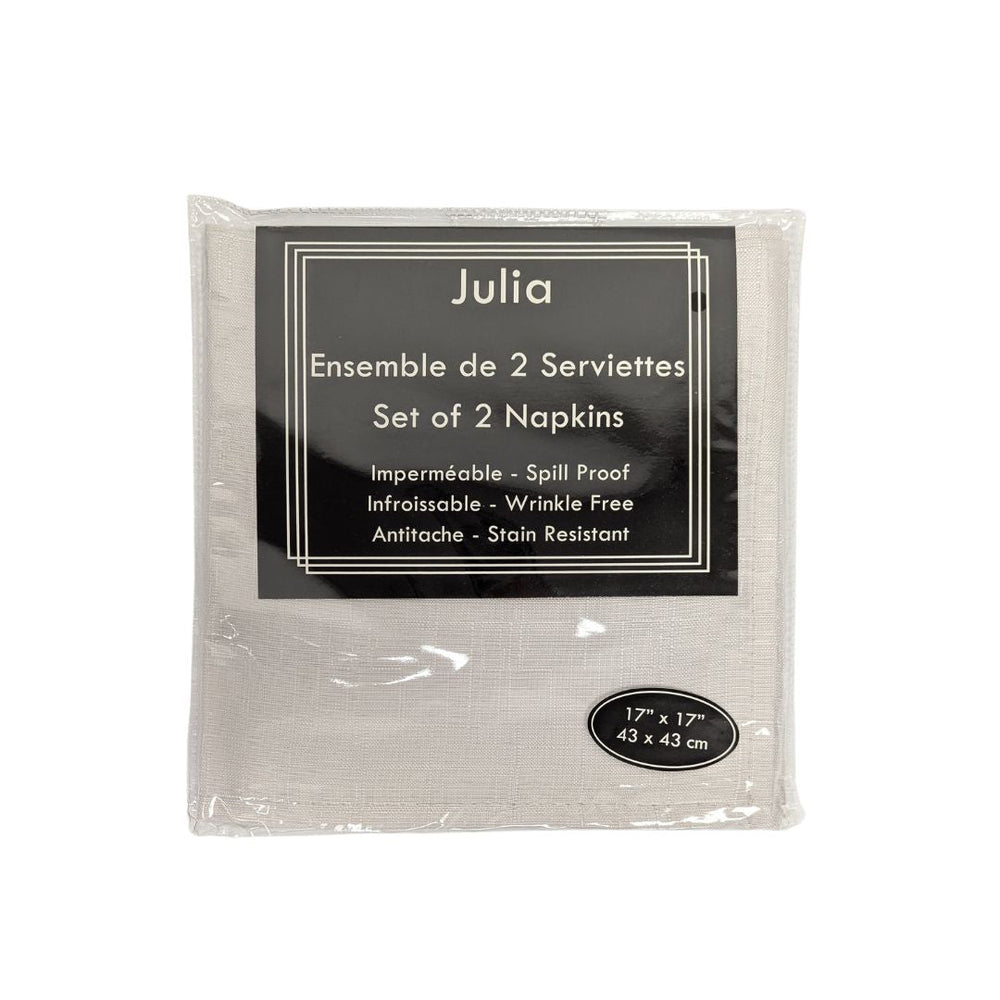 Serviette de table 17 po x 17 po imperméable, infroissable et anti-tache Julia