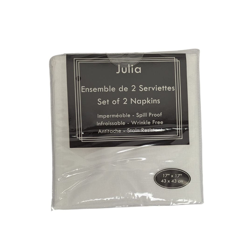 Serviette de table 17 po x 17 po imperméable, infroissable et anti-tache Julia