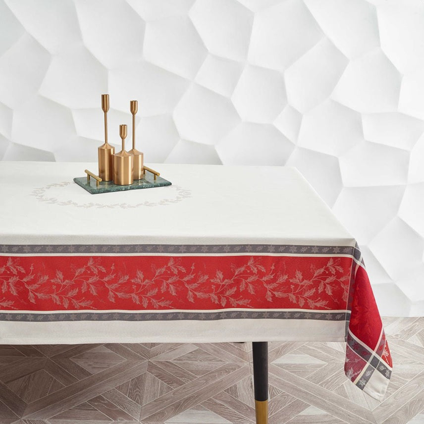 Nappe en jacquard blanche et rouge Noël