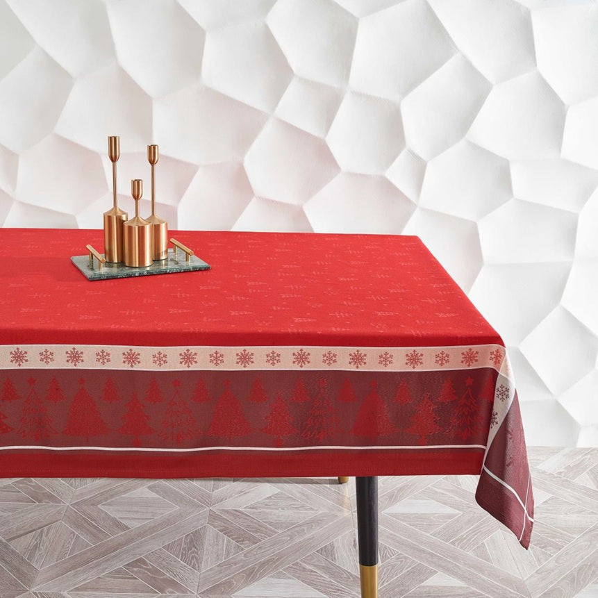 Nappe en jacquard rouge Noël