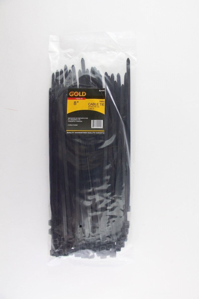 Attache de nylon 8 po noir (paquet de 100)