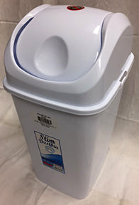 Poubelle carrée 35 L avec couvercle à rabat en plastique blanc