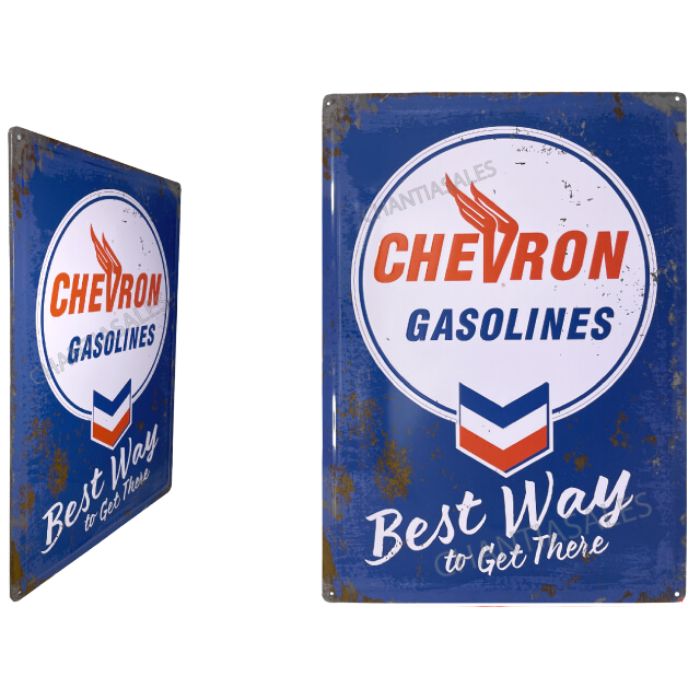 Plaque métal 12 po x 17 po Chevron Gasolines Best way to get there