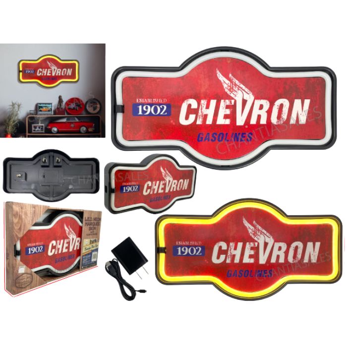 Plaque néon DEL 17,75 po x 9,5 po Chevron Gasolines