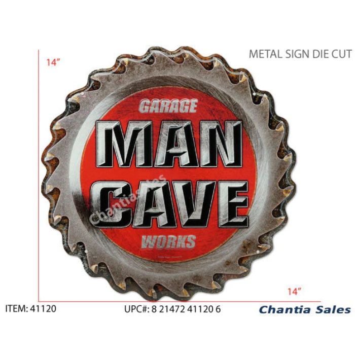 Plaque en métal 14 po garage mancave