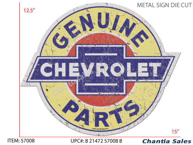 Plaque en métal 12 po x 15 po Chevrolet genuine parts