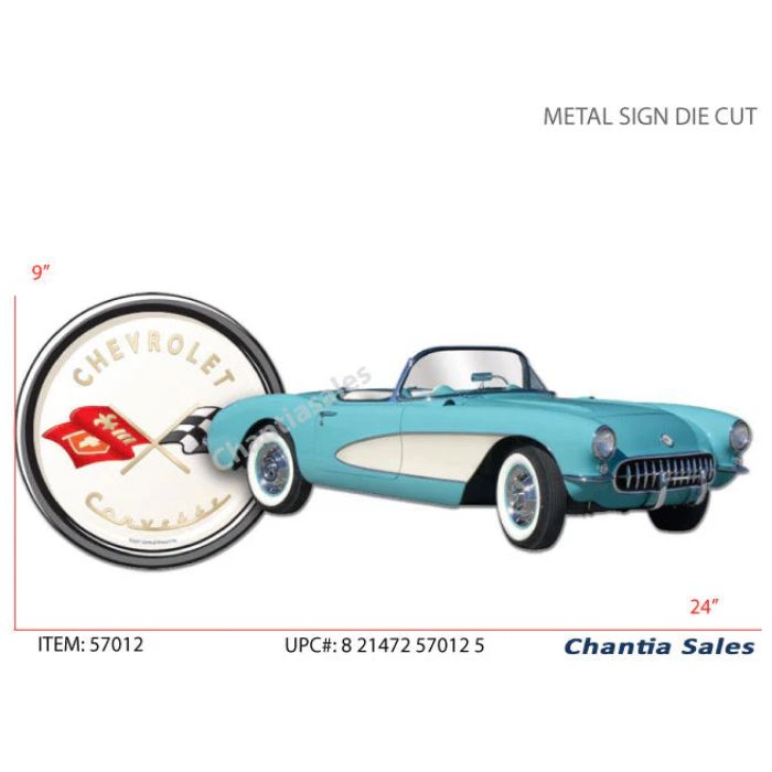Plaque en métal 24 po x 9 po Chervolet corvette