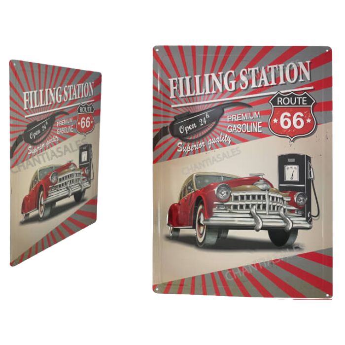 Plaque métal 12 po x 17 po Filling station Route 66