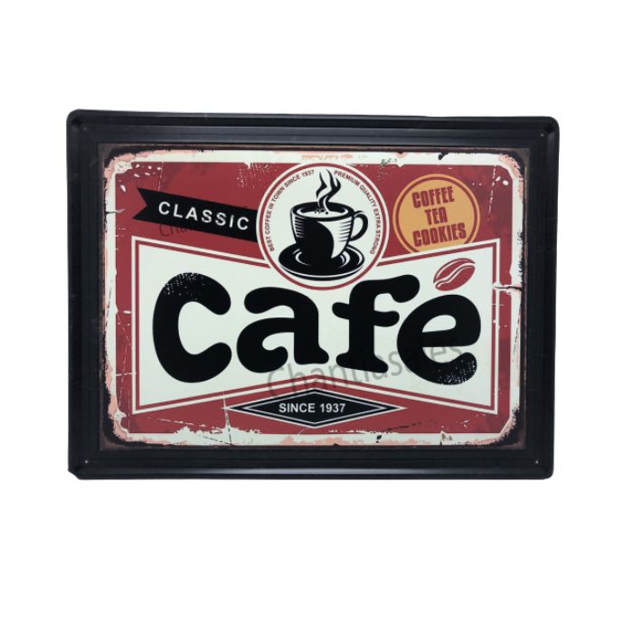 Plaque métal 16 po x 12 po Classic Café
