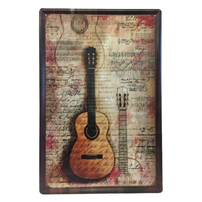 Plaque métal 16 po x 23,5 po guitare