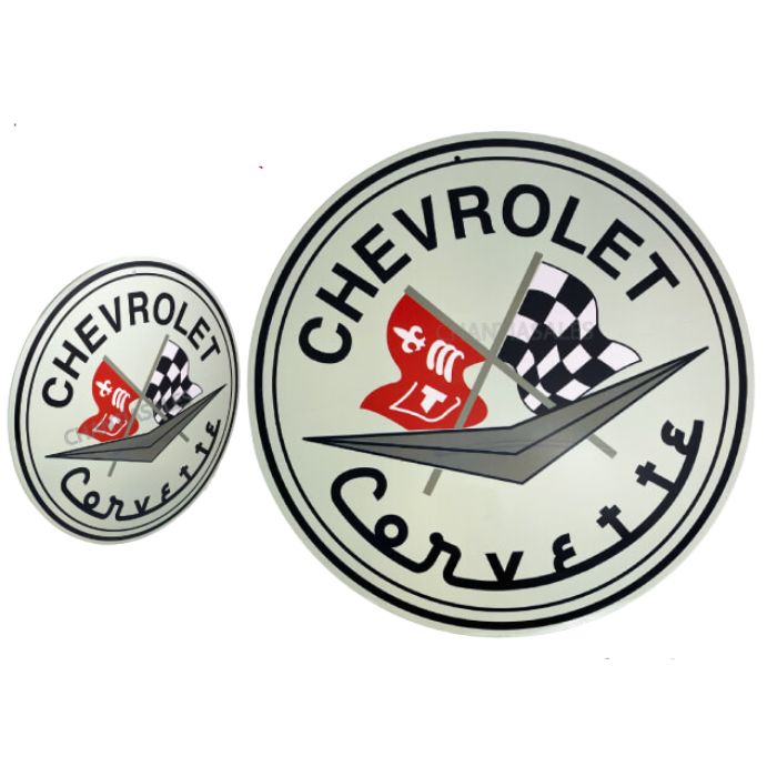 Plaque métal rond 12 po Chevrolet Corvette