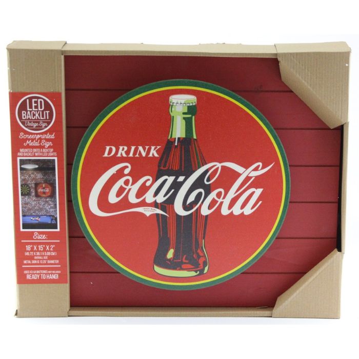 Plaque murale en métal ronde rétro DEL Coca-cola