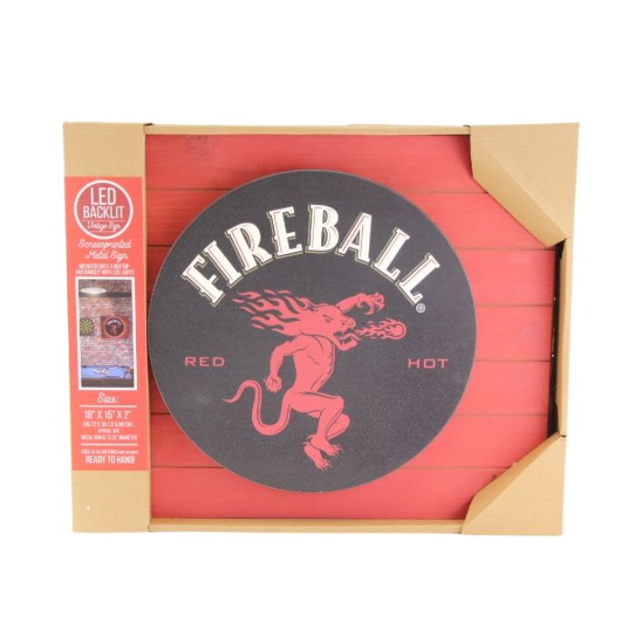 Plaque murale en métal ronde rétro DEL Fireball