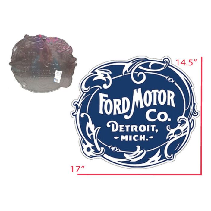 Plaque en métal embossé 14,5 po x 17 po Ford Motor Co. Detroit Mich.