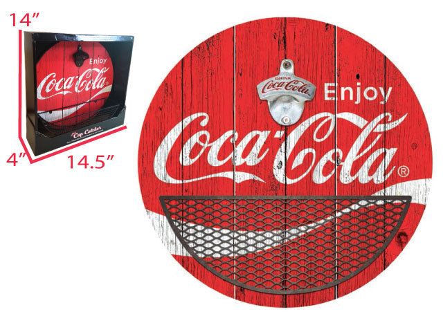 Plaque ouvre-bouteille avec réceptacle Coca-Cola