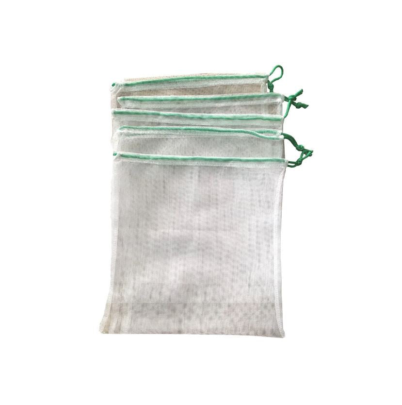 Sac en filet pour fruits et légumes beige et vert (paquet de 5)
