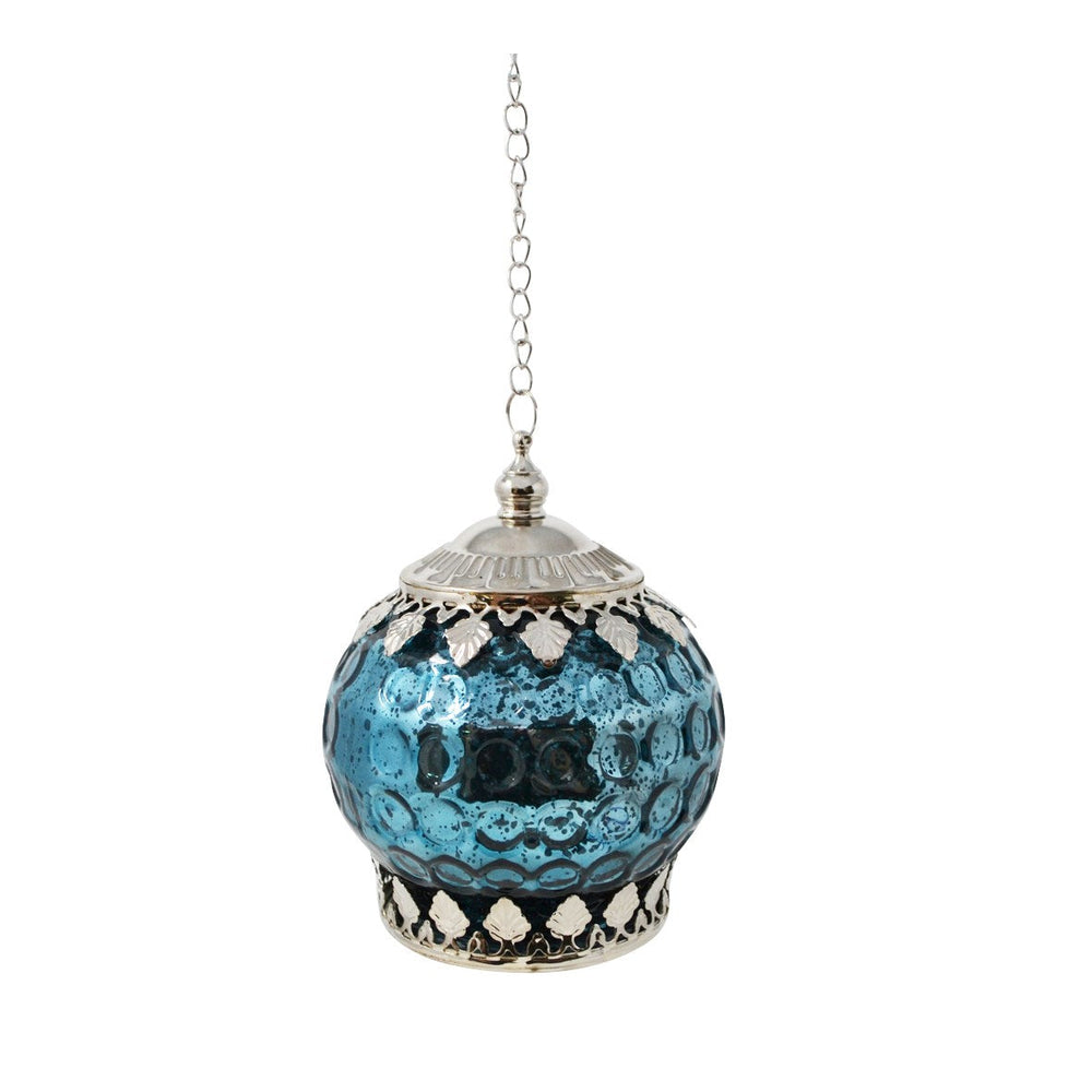 Lanterne DEL en verre 4 po x 4 po x 5 po bleue